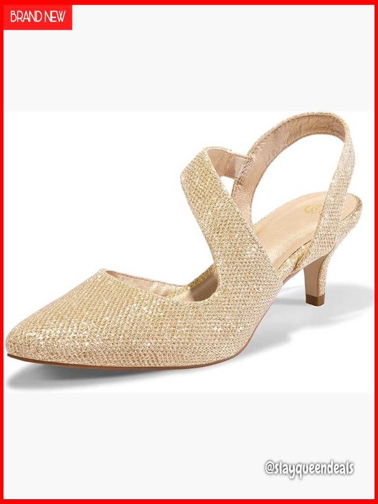 Women's Low Heel Kitten Pumps Slingback Wedding Dress Shoes